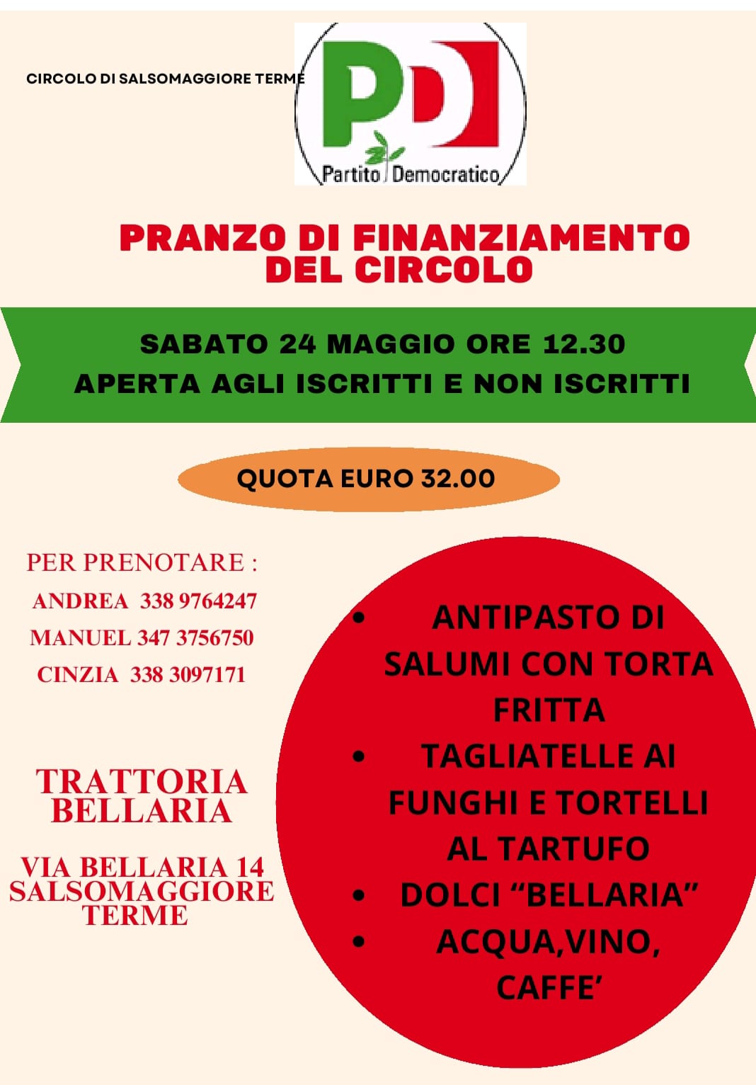 Pranzo di finanziamento del circolo